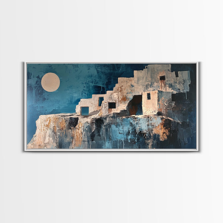 Adobe House, Southwest Wall Art, Boho Art, Wabi Sabi Art, Rustic Decor, Extra Wide Art, Bright Home Decor, Framed Canvas Print