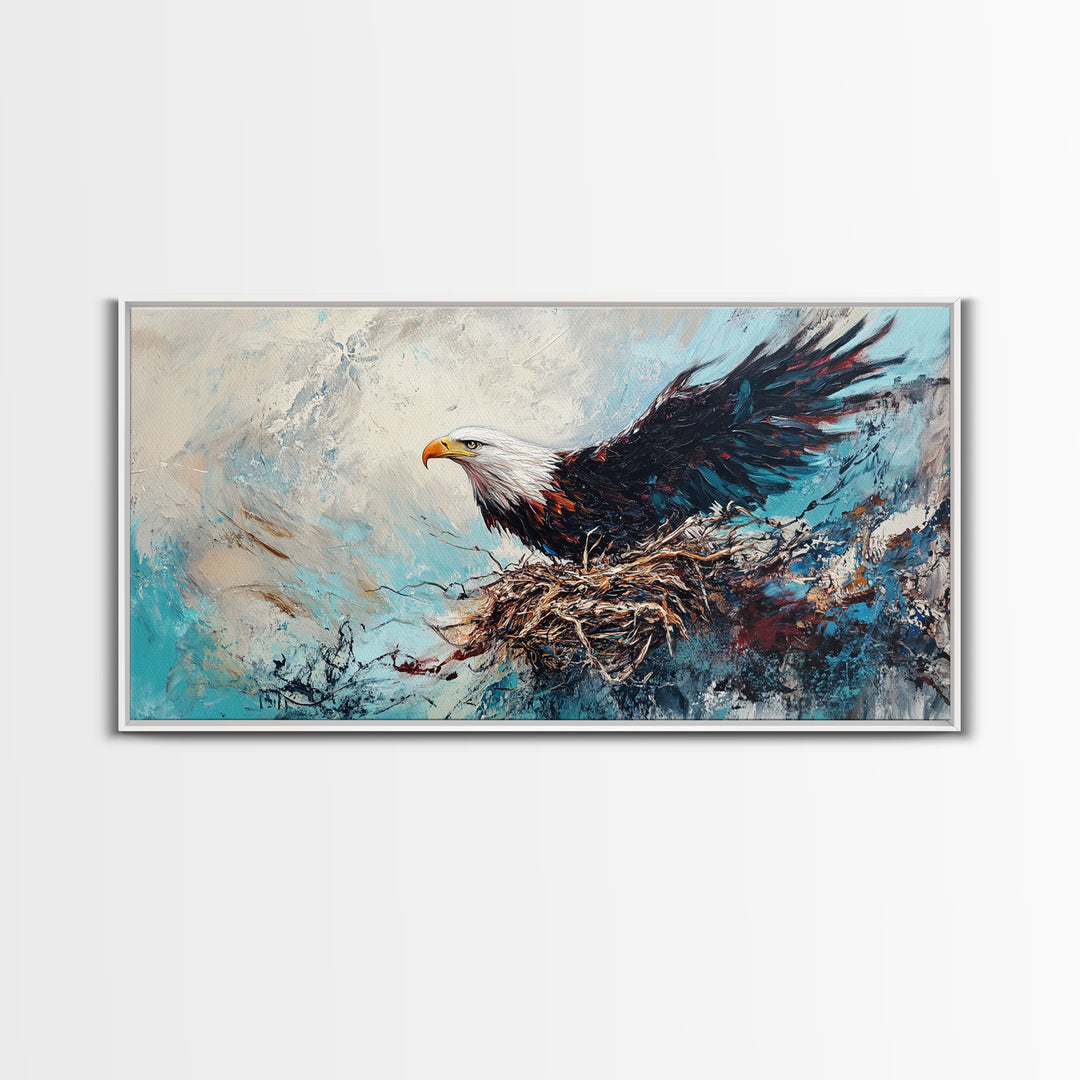 Bald Eagle, Bird Art, Rustic Decor, Wildlife Art, Mountain Painting, Southwest Wall Art, Living Room Art, Framed Canvas Print, Moody Art