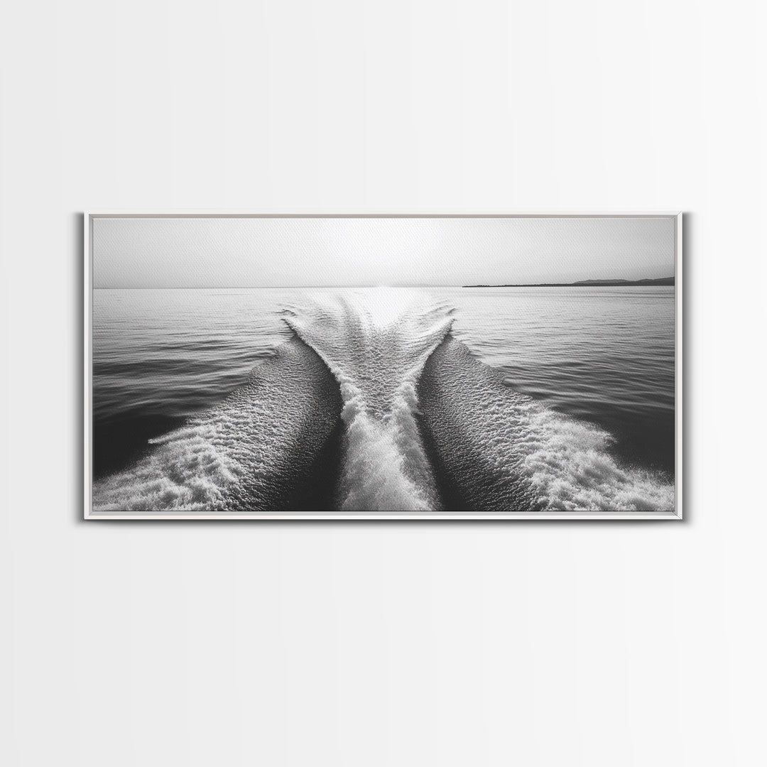 Nautical painting, ocean waves, coastal decor, seascape painting, panoramic art, extra wide art, framed canvas print