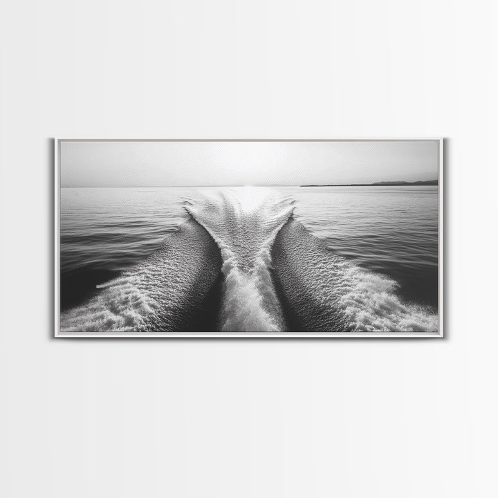 Nautical painting, ocean waves, coastal decor, seascape painting, panoramic art, extra wide art, framed canvas print