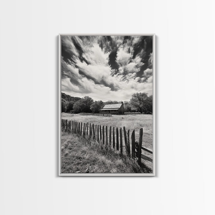 Abandoned Cabin, rustic wall art, farmhouse decor, moody art, countryside painting, wabi sabi art, framed canvas print, vintage wall decor