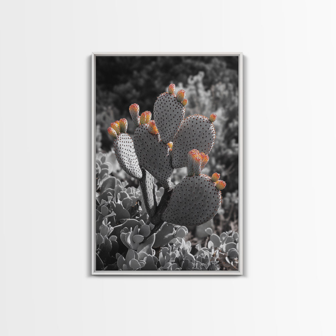 Desert cactus, southwest wall art, Joshua tree art, framed canvas print, botanical prints, rustic boho decor, floral desert painting