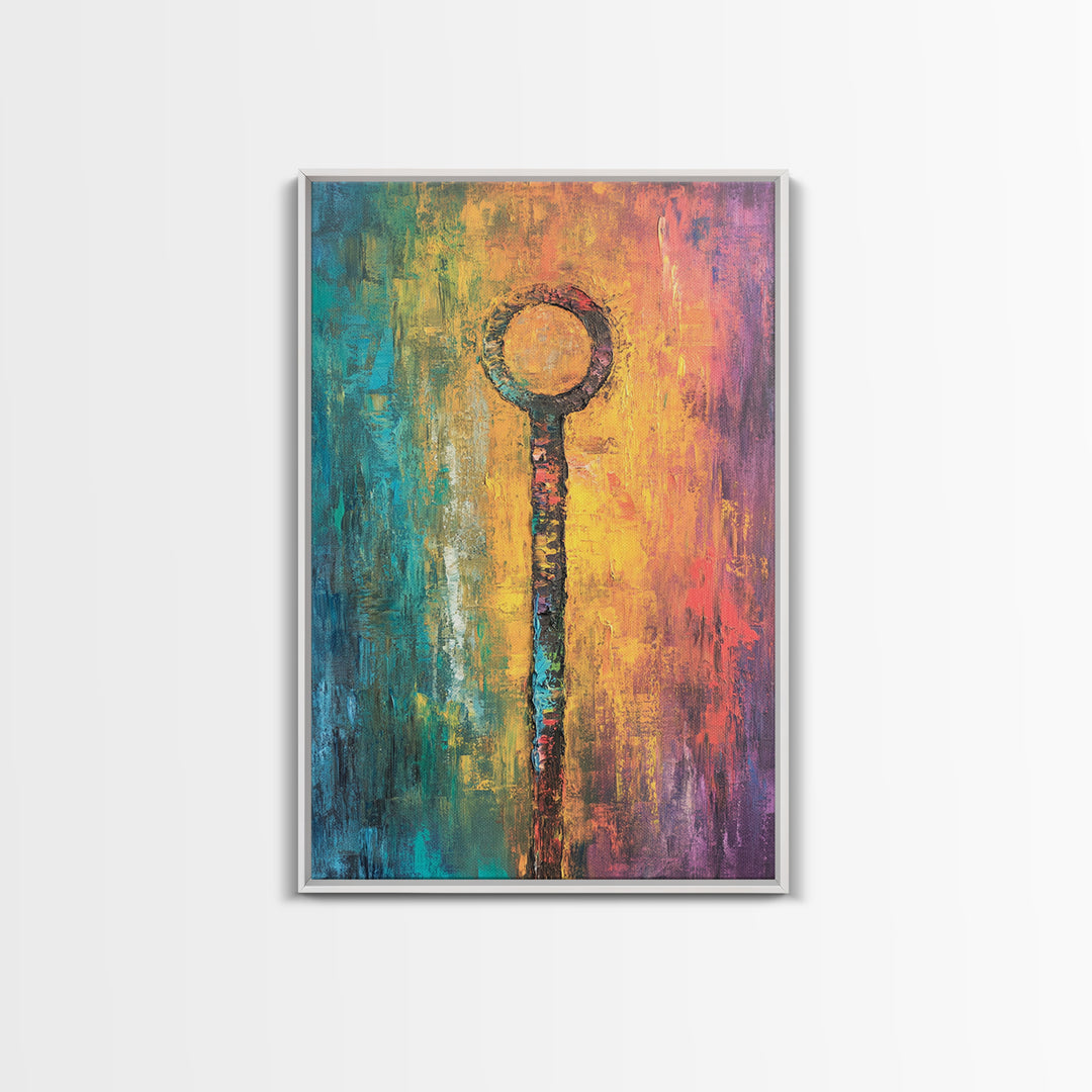 Abstract Key Painting, Bold Colorful Art, Wabi Sabi Wall Art, Southwest Wall Decor, Framed Canvas Print, Gift Idea, Modern Art