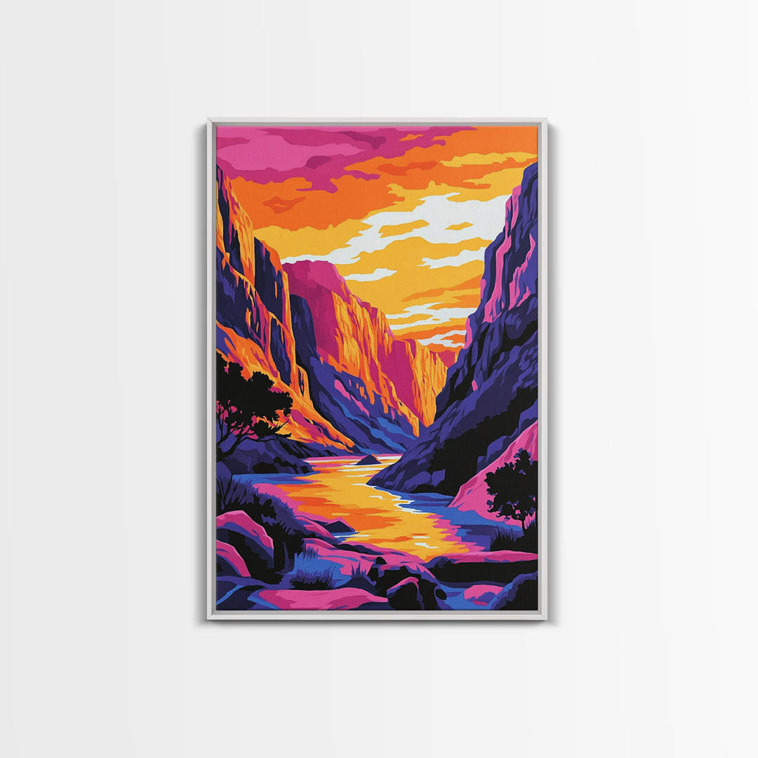 Canyon Sunset, Landscape Painting, Pink Orange Wall Art, Canvas Print, Southwest Wall Art, Nature Wall Art, Rustic Art, Gift Idea
