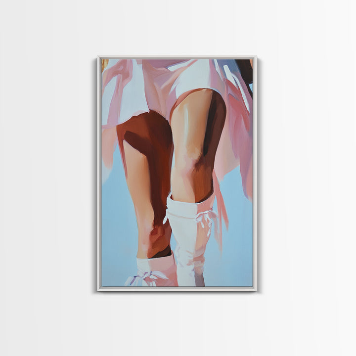 Cowgirl Boots, black cowgirl painting, coastal cowgirl wall art, rustic decor, light pink wall art, western aesthetic, Framed Canvas Print