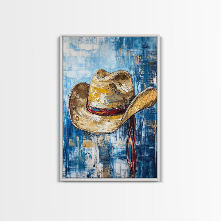 Cowboy Hat, Western Decor, Rustic Wall Art, Coastal Cowgirl Wall Art, Canvas Print, Gift Idea For Him, Farmhouse Art, Bedroom Art