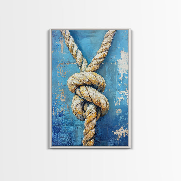 Nautical Knot, Coastal Wall Art, Framed Canvas Print, nautical decor, rustic art, textured painting, nautical painting, coastal cowgirl wall art