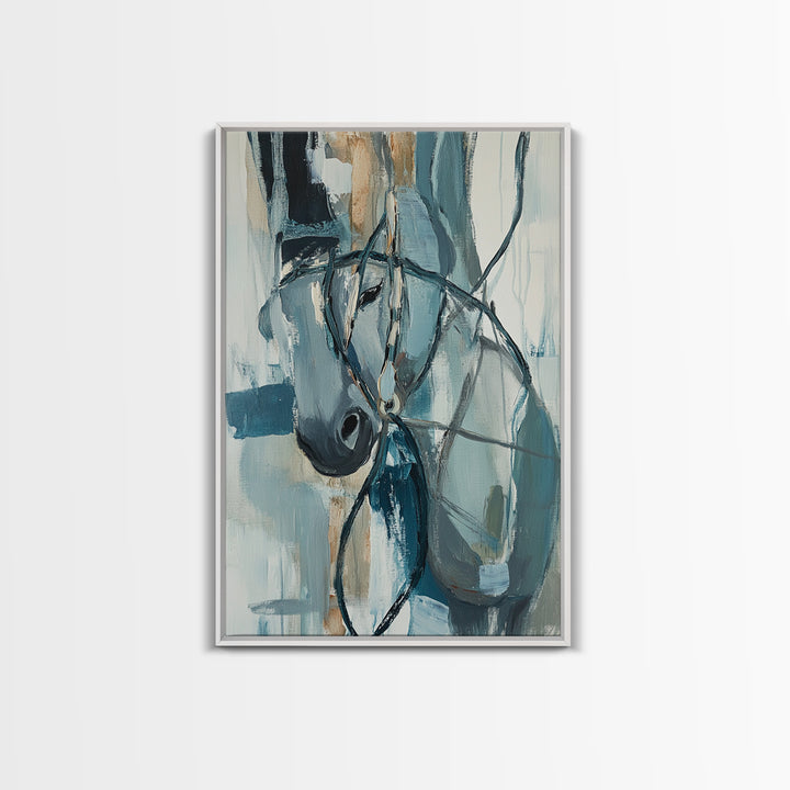 Abstract Horse, Moody Art, Horse Wall Art, Coastal Cowgirl Wall Art, Framed Canvas Print, Equestrian Decor, Rustic Art, Farmhouse Style