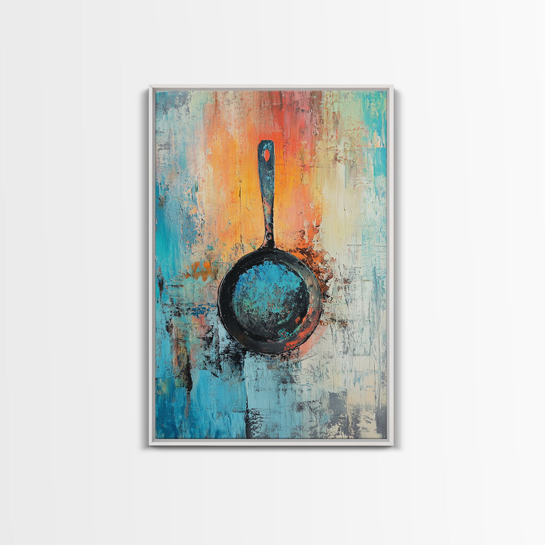 Abstract Frying Pan, kitchen art, food review kitchen art, rustic decor, geometric wall art, coffee wall art, Canvas Print
