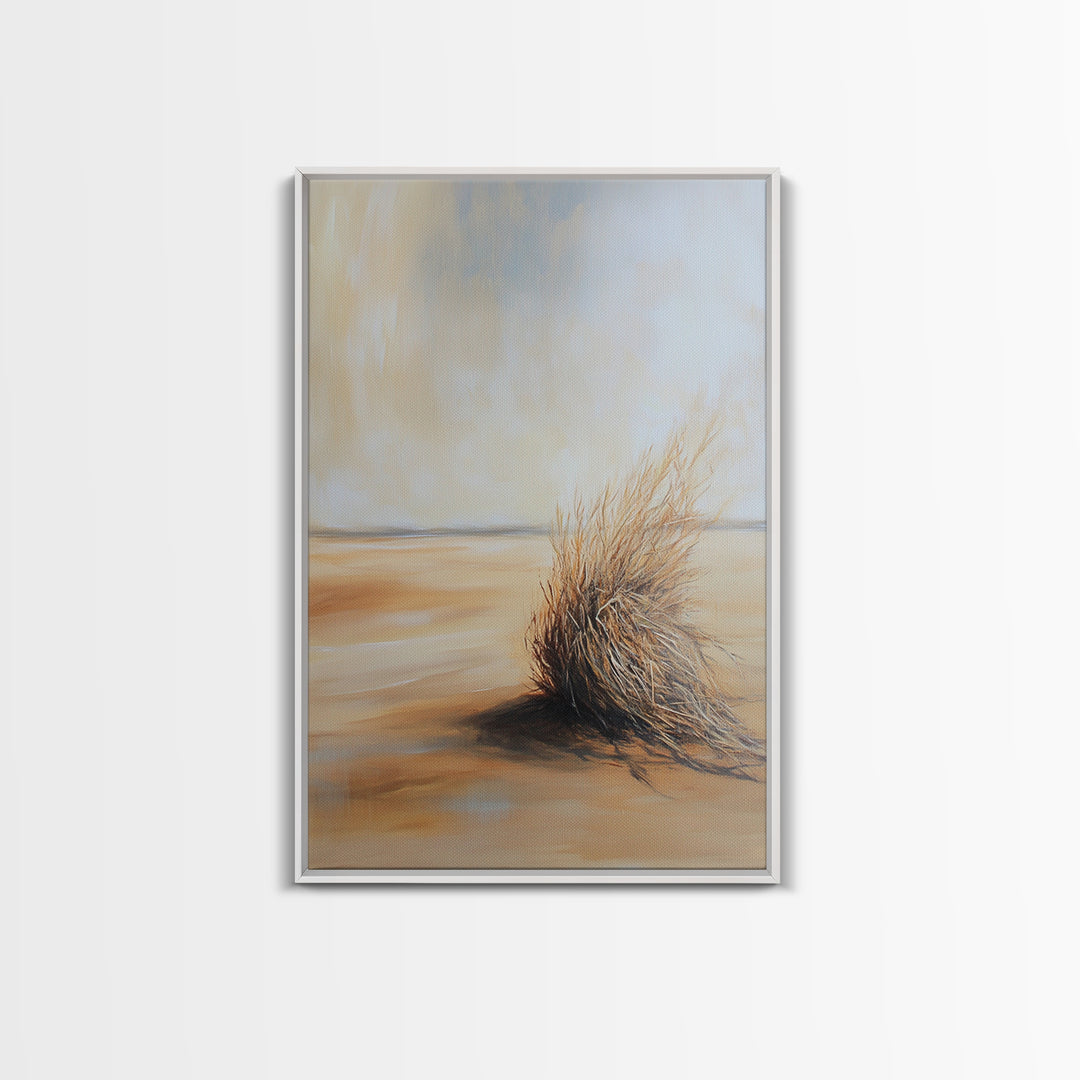 Desert Tumbleweed, southwest wall art, wabi sabi art, minimalist art, rustic decor, moody art, landscape painting, Canvas Print