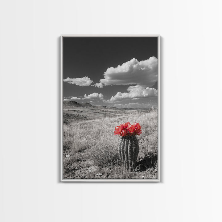 Cactus Bloom, Wildflower Painting, Botanical Prints, Nature Art, Rustic Decor, Southwest Wall Art, Canvas Print, Living Room Art