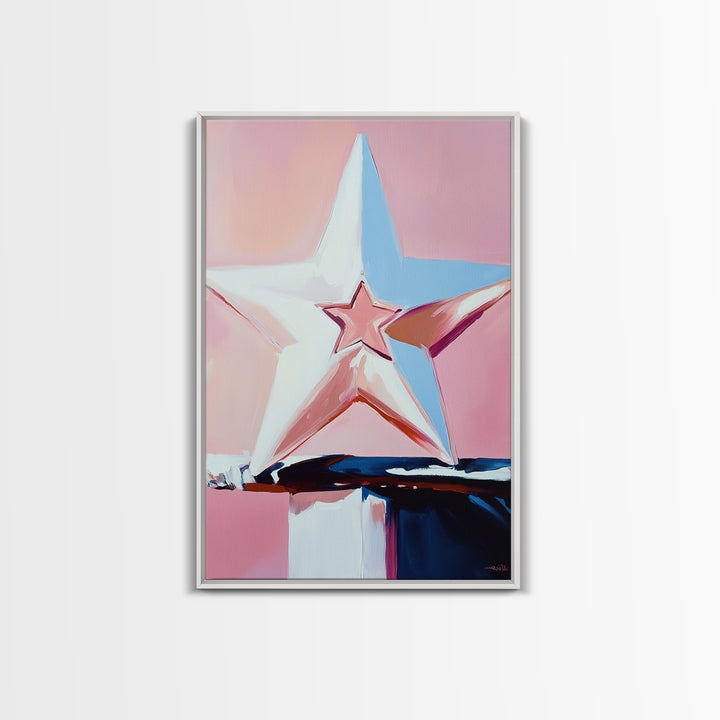 Pastel Star Painting, Light Pink Wall Art, Abstract Star Art, Whimsical Art, Matisse Wall Art, Canvas Print, Minimalist Art, Bedroom Art