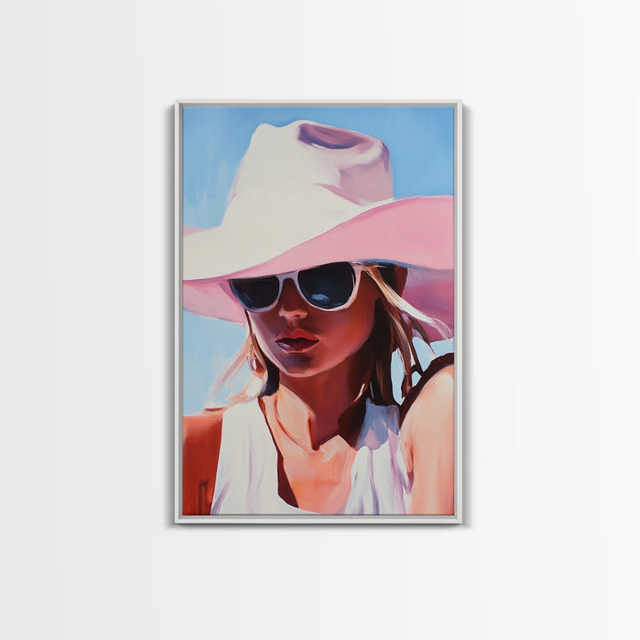 Coastal Cowgirl Painting, Black Cowgirl Art, Western Fashion Art, Moody Art, Southwest Wall Art, Canvas Print, Rustic Decor, Boho Art