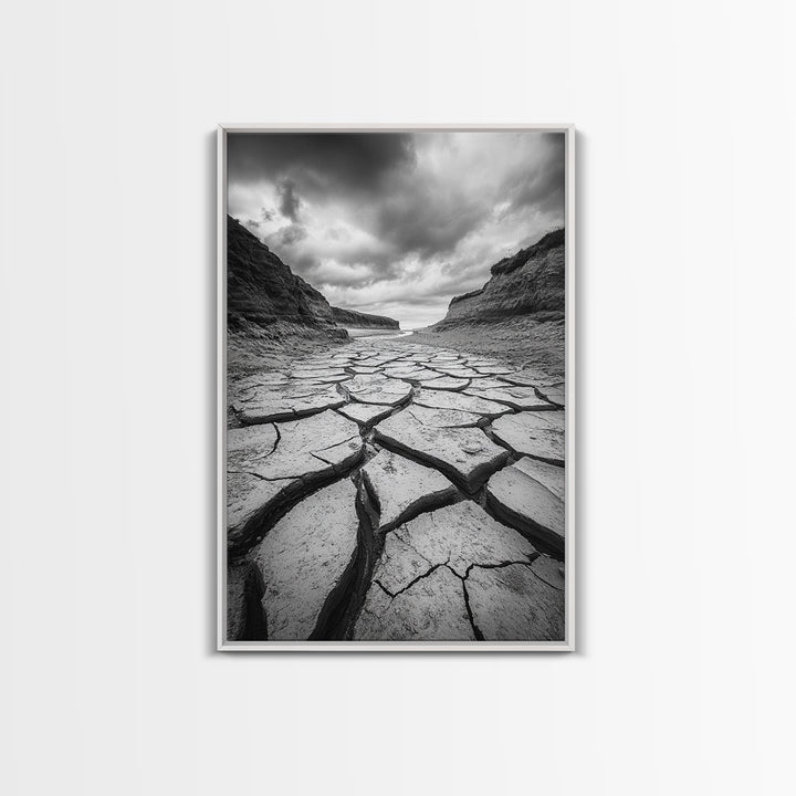 Cracked Earth, landscape painting, moody art, southwest wall art, wabi sabi art, extra wide art, framed canvas print, horizontal wall art