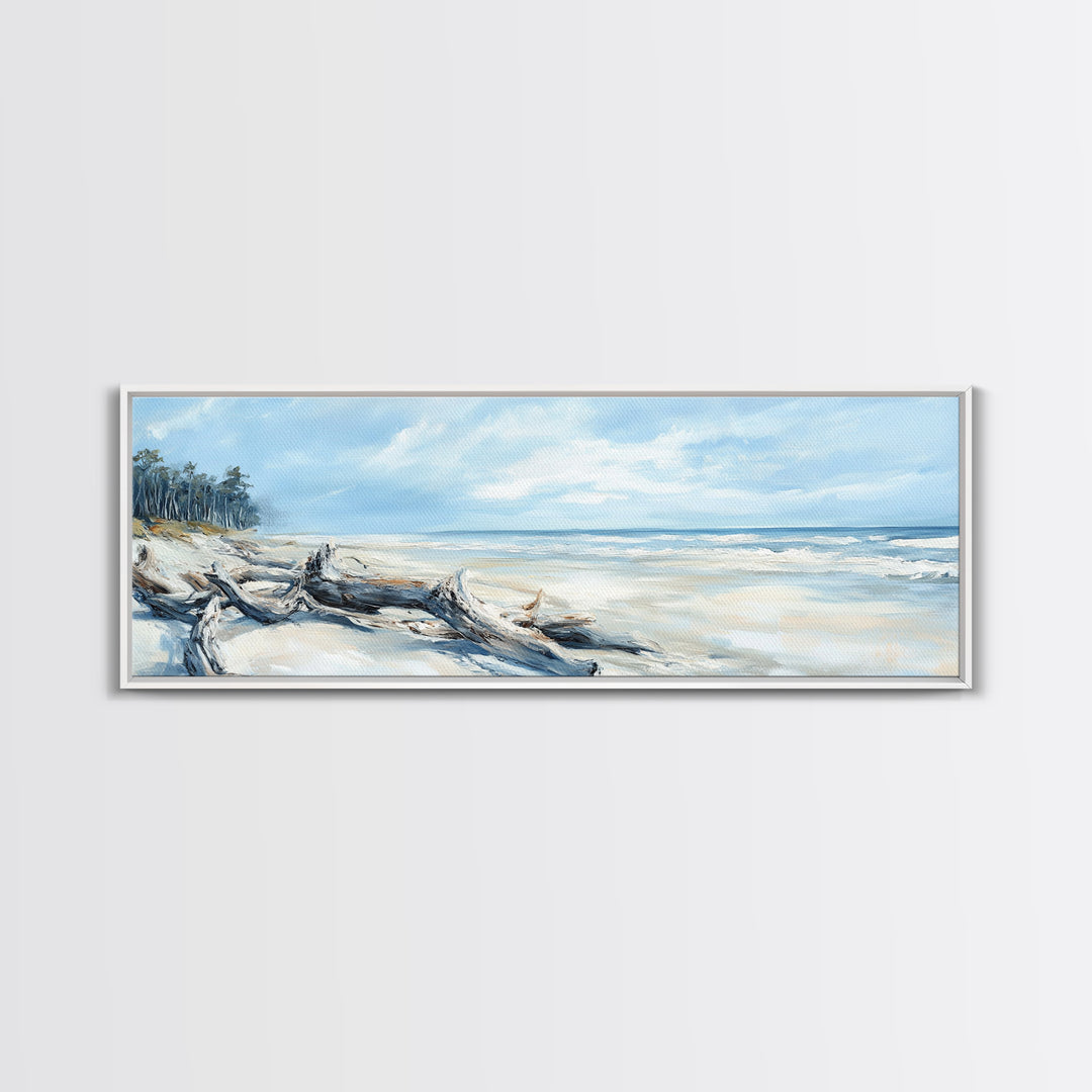 Coastal Decor, Framed Canvas Print, Nautical Painting, Seascape Painting, Rustic Wall Art, Extra Wide Art, Living Room Art, Above Couch Art