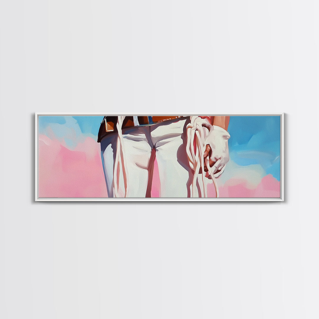 Cowgirl Holding Rope, black cowgirl painting, pink orange wall art, rustic wall art, western decor, framed canvas print, wall decor