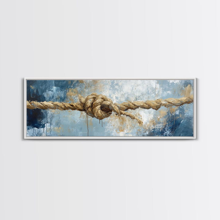 Nautical Rope Art, rustic decor, nautical painting, coastal decor, farmhouse art, wabi sabi art, framed canvas print, moody art