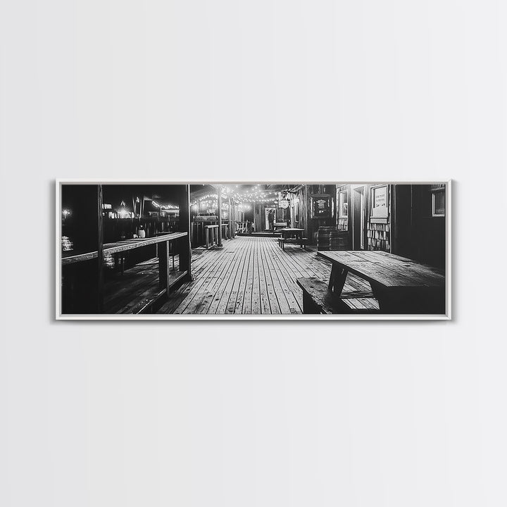 Old Wooden Dock, Moody Art, Canvas Print, Coastal Decor, Rustic Wall Art, Wabi Sabi Art, Extra Wide Art, Nautical Wall Art