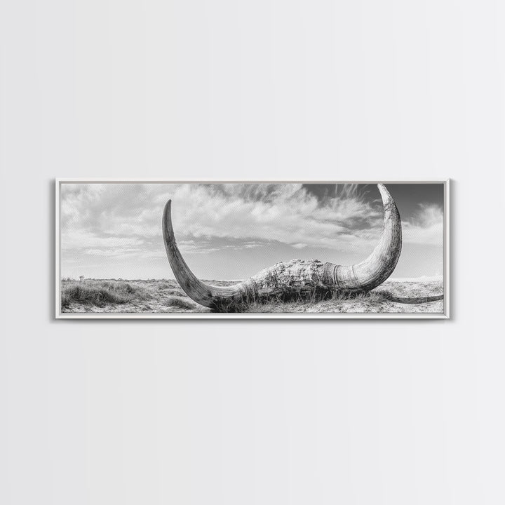 Bull Horns, bull and bear art, rustic art, dark romance painting, wabi sabi wall art, minimalist art, framed canvas print