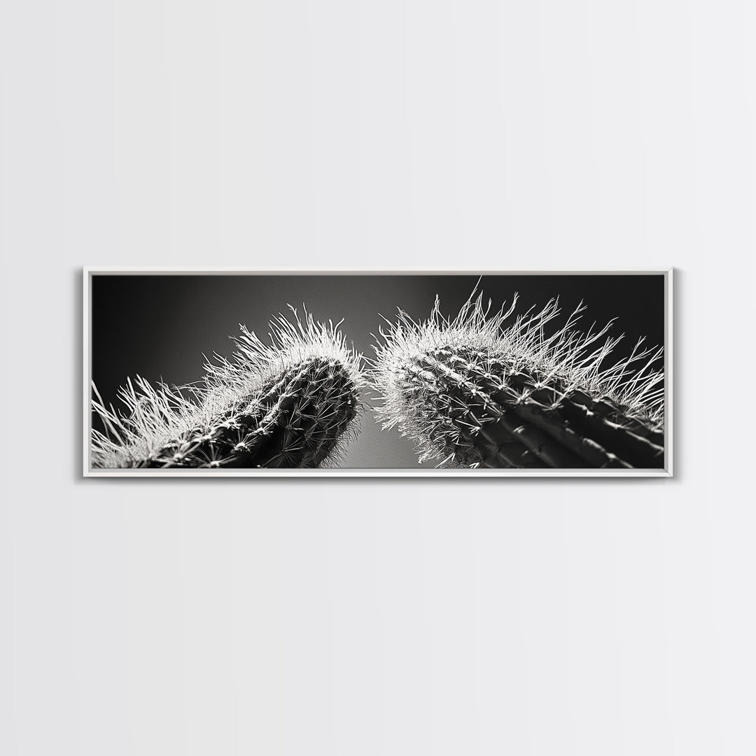 Desert Cactus, southwest wall art, moody art, Joshua tree art, extra wide wall art, nature photography, framed canvas print