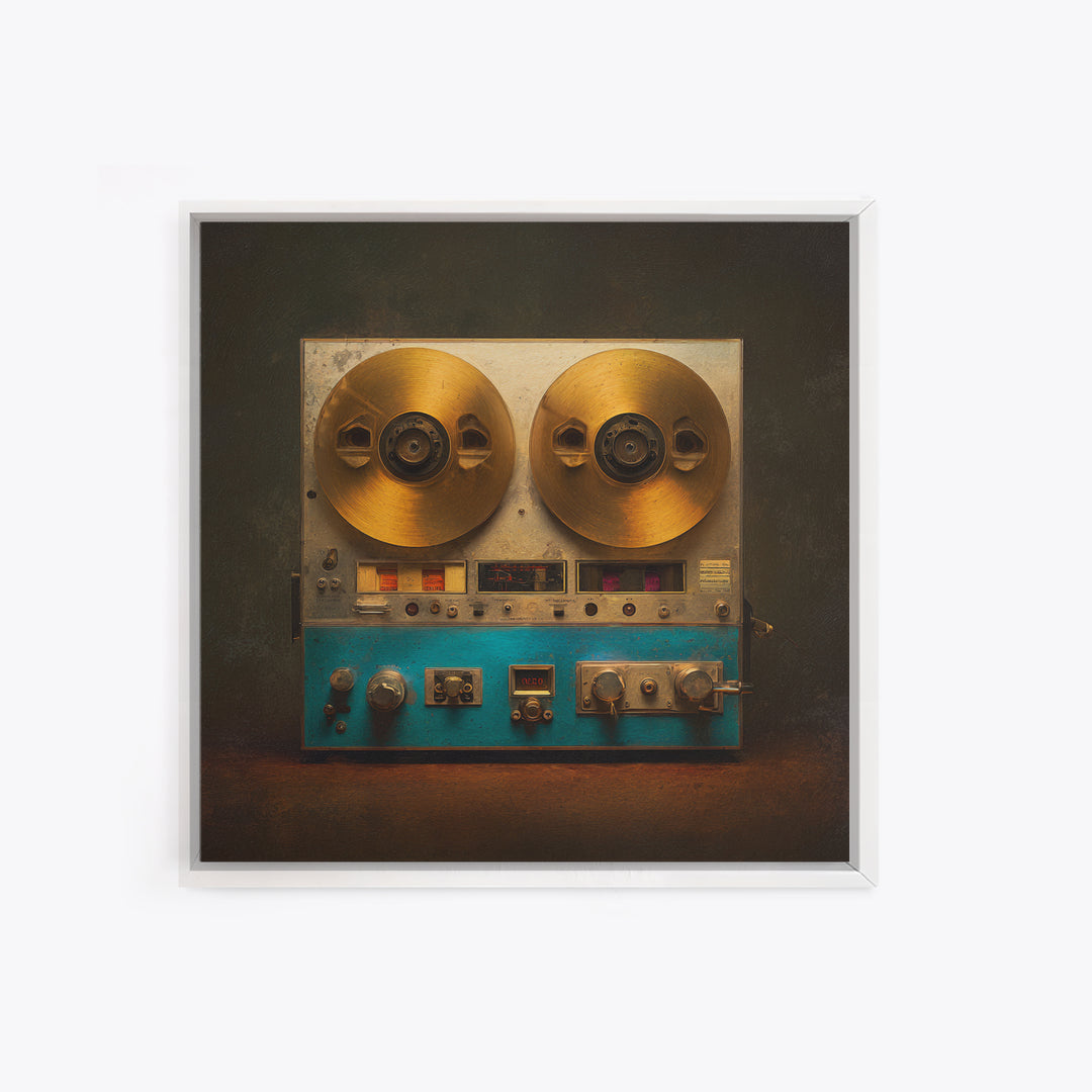 Reel to Reel Tape Machine Framed Canvas Print, Recording Studio Art, Unique Home Decor, Studio Decor, Fine Art, Analog, RSA-1x1-2