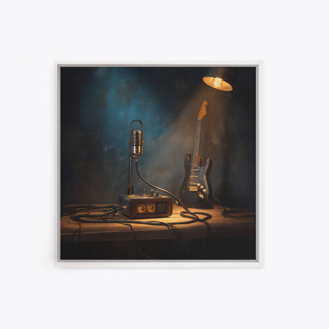 Microphone Cable Forming Elegant Line Art Canvas Print, Recording Studio Art, Youtube Studio Decor, Studio Decor, Analog, RSA-1x1-21