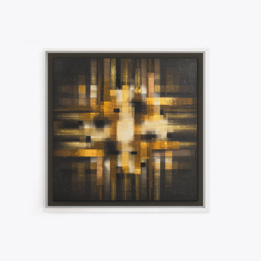 Soundwave Abstract with Black and Gold Lines Framed Canvas Print, Recording Studio Art, Music Art, Studio Decor, Analog, RSA-1x1-27