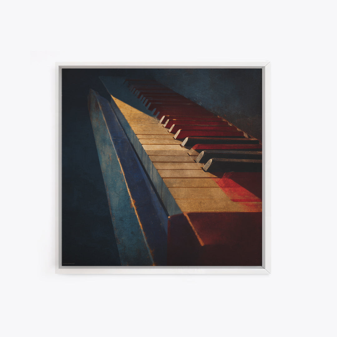 Piano Keys Fading into Shadow Framed Canvas Print, Recording Studio Art, Home Decor, Studio Decor, Analog, Minimalist Decor, RSA-1x1-32