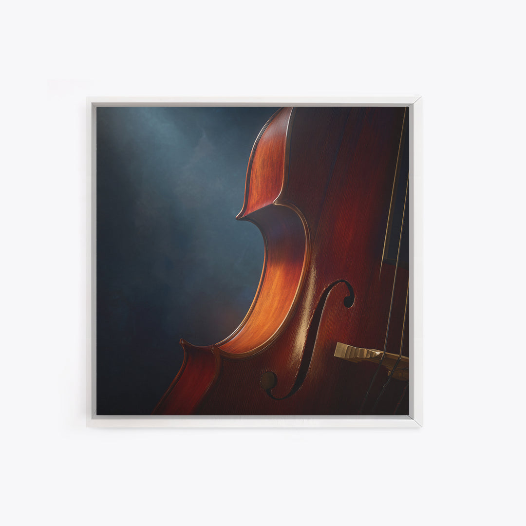 Cello Curve Closeup Framed Canvas Print, Recording Studio Art, Music Wall Art, Studio Decor, Fine Art, Analog, Musician Posters, RSA-1x1-44