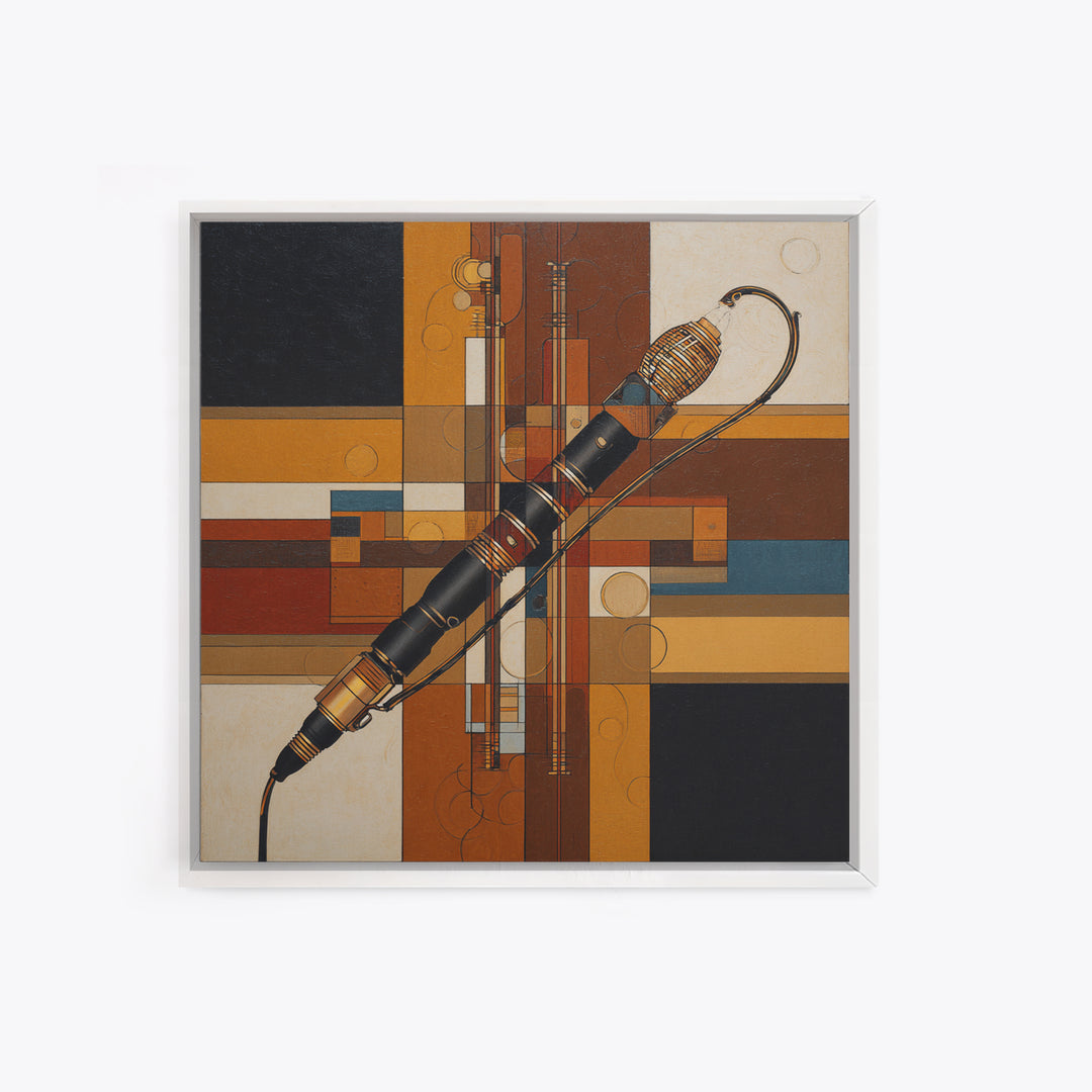 Microphone Cable Forming Elegant Line Art Canvas Print, Recording Studio Art, Studio Wall Art, Studio Decor, Abstract Art, RSA-1x1-45