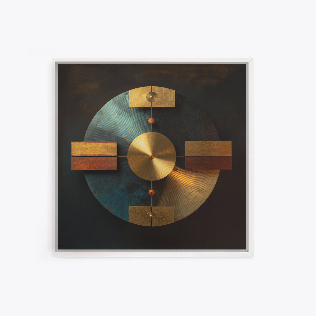 Gold Record Circular Composition Framed Canvas Print, Recording Studio Art, Downloadable Print, Studio Decor, Fine Art, Analog, RSA-1x1-71