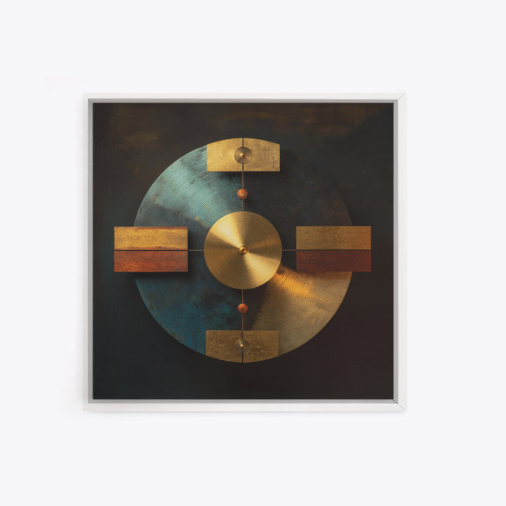 Gold Record Circular Composition Framed Canvas Print, Recording Studio Art, Downloadable Print, Studio Decor, Fine Art, Analog, RSA-1x1-71