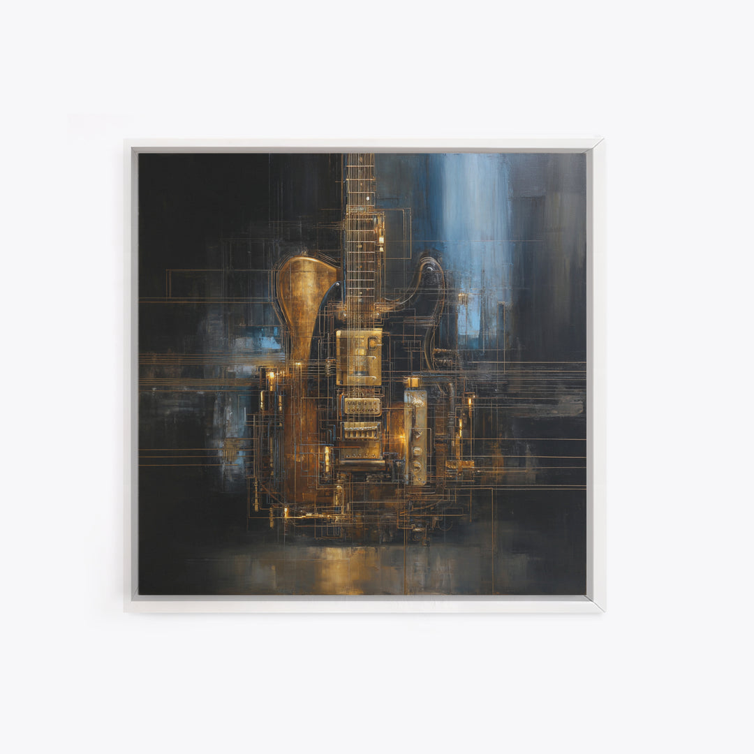 Soundwave Abstract with Black and Gold Lines Canvas Print, Recording Studio Art, Home Decor, Studio Decor, Abstract Art, Analog, RSA-1x1-75
