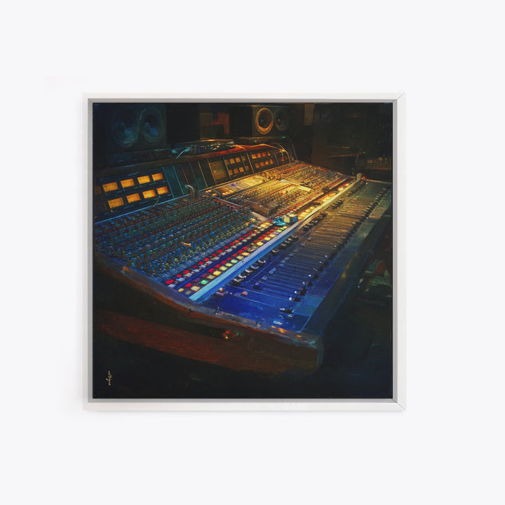 Mixing Console Faders Framed Canvas Print, Recording Studio Art, Rock Music Art, Studio Decor, Fine Art, Analog, Art Print, RSA-1x1-78