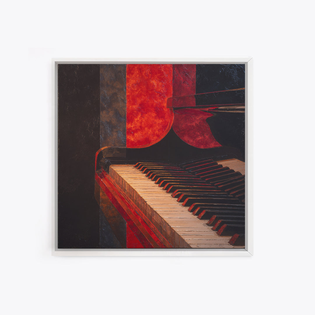 Piano Keys Fading into Shadow Framed Canvas Print, Recording Studio Art, Dtf Prints, Studio Decor, Analog, Music Studio, RSA-1x1-8