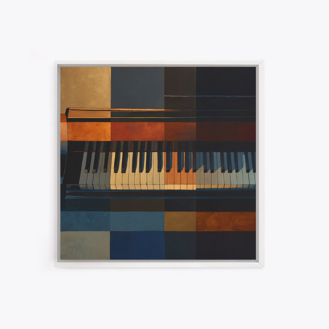 Piano Keys Fading into Shadow Framed Canvas Print, Recording Studio Art, Gallery Decor, Studio Decor, Fine Art, Analog, RSA-1x1-80