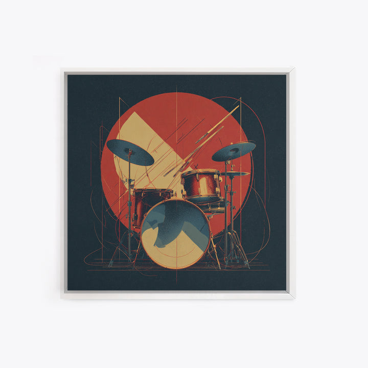 Drumsticks Crossed over Snare Drum Canvas Print, Recording Studio Art, Music Room Decor, Studio Decor, Oil Painting, Analog, RSA-1x1-82