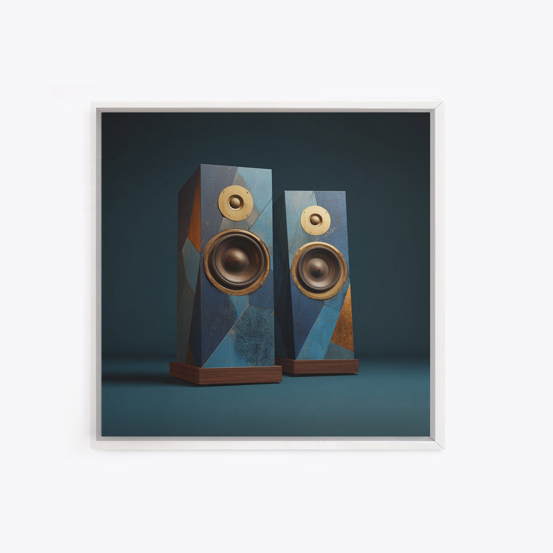 Studio Monitor Speakers as Bold Geometric Forms Canvas Print, Recording Studio Art, Studio Wall Art, Studio Decor, Analog, RSA-1x1-84