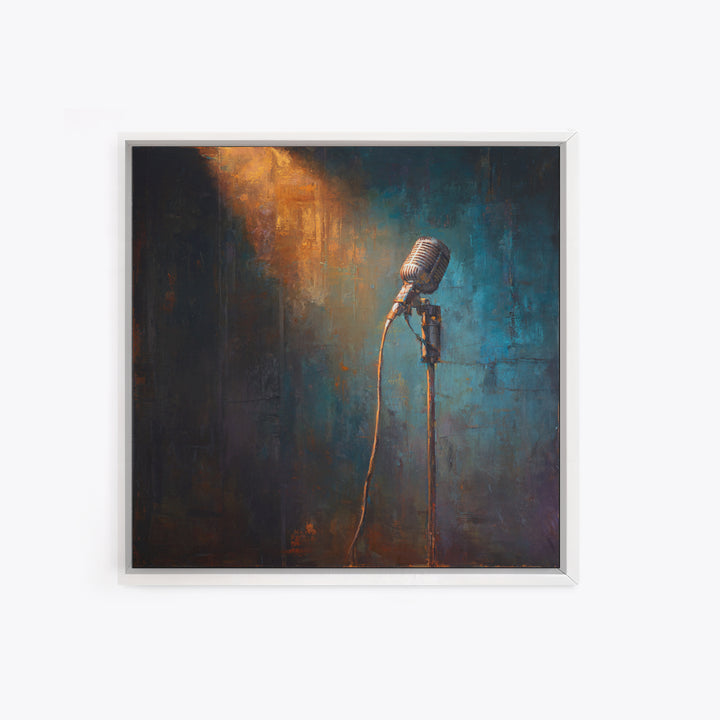 Microphone Cable Forming Elegant Line Art Framed Canvas Print, Recording Studio Art, Gallery Decor, Studio Decor, Abstract Art, RSA-1x1-93