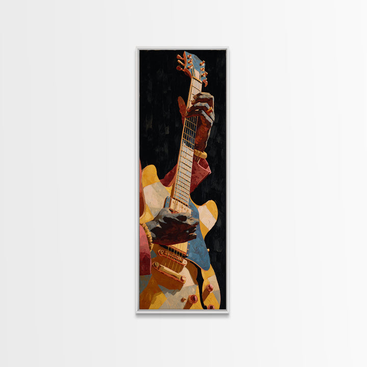 Musician Hands on Guitar Strings Canvas Print, Recording Studio Art, Luxury Decor, Studio Decor, Oil Painting, Analog, RSA-1x3-27