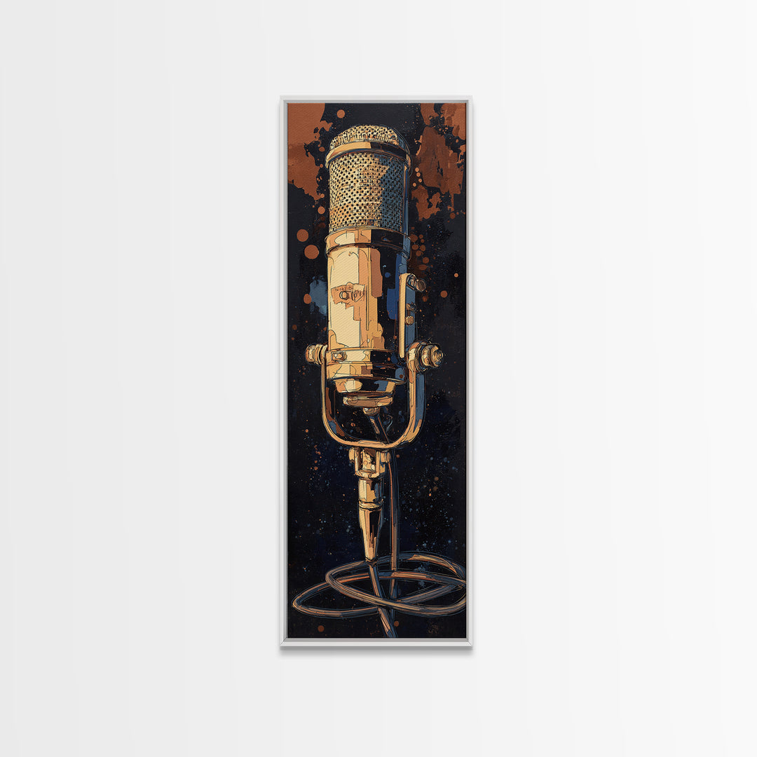 Microphone Cable Forming Elegant Line Art Canvas Print, Recording Studio Art, Printable Art, Studio Decor, Fine Art, Analog, RSA-1x3-33