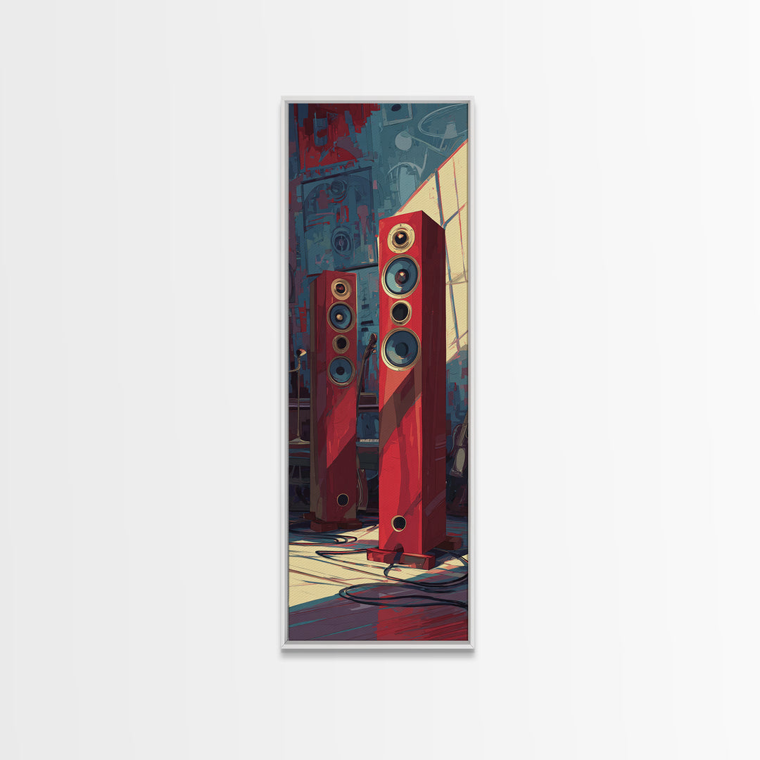 Studio Monitor Speakers as Bold Geometric Forms Canvas Print, Recording Studio Art, Boho Decor, Studio Decor, Abstract Art, RSA-1x3-48