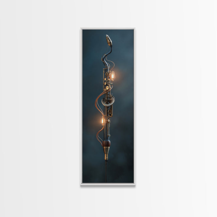 Microphone Cable Forming Elegant Line Art Canvas Print, Recording Studio Art, Studio Wall Art, Studio Decor, Abstract Art, RSA-1x3-9