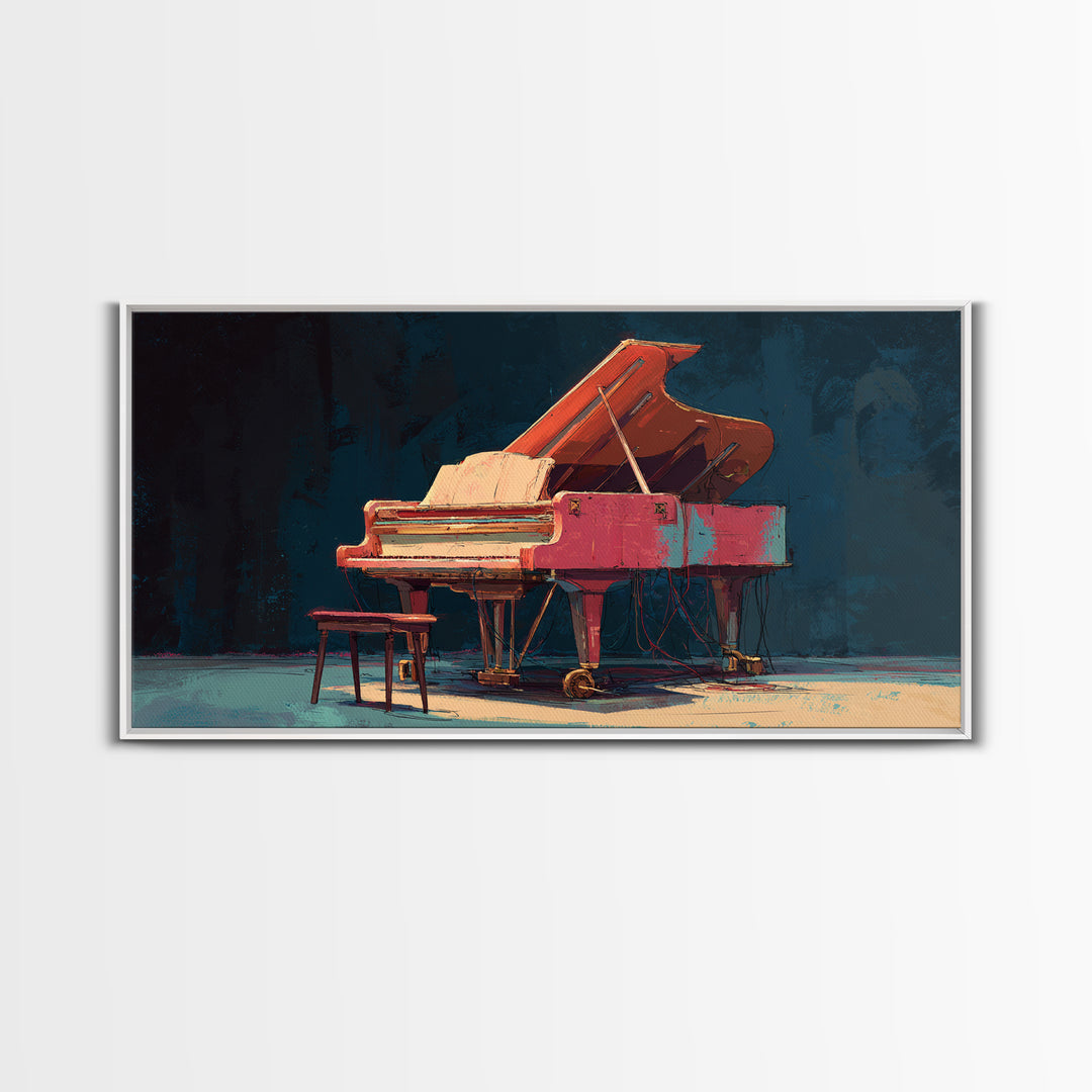 Piano Keys Fading into Shadow Canvas Print, Recording Studio Art, Boho Decor, Studio Decor, Fine Art, Analog, Printable Art, RSA-2x1-4