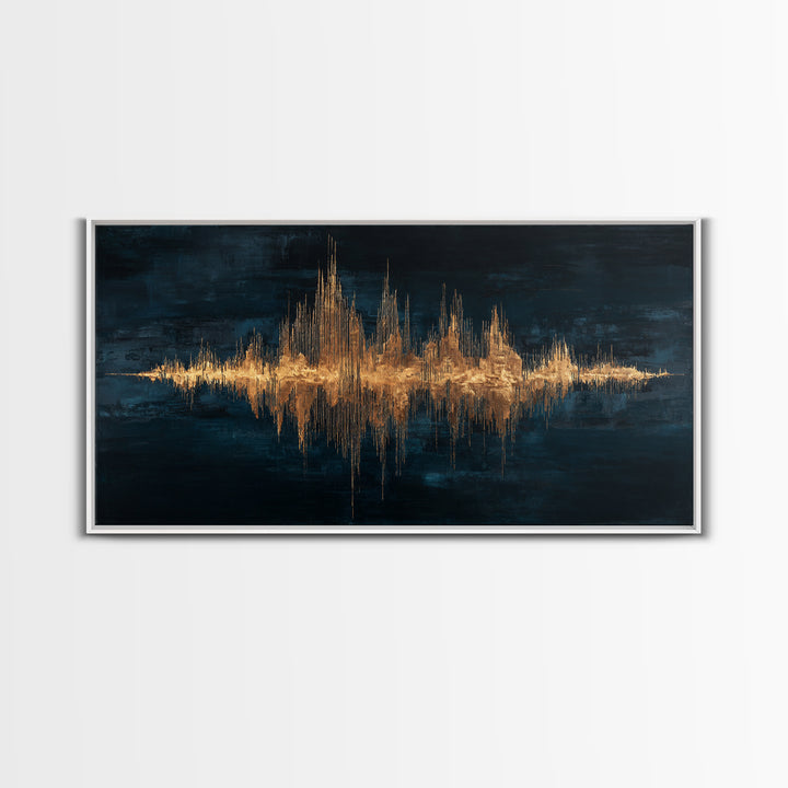 Soundwave Abstract with Black and Gold Lines Canvas Print, Recording Studio Art, Retro Wall Art, Studio Decor, Abstract Art, RSA-2x1-47