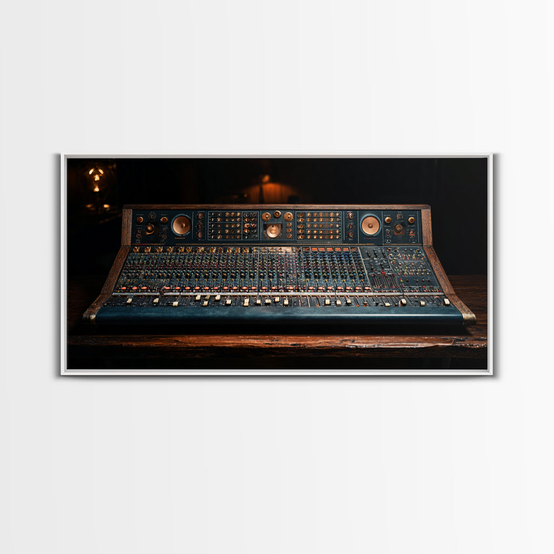 Mixing Console Faders Framed Canvas Print, Recording Studio Art, Luxury Decor, Studio Decor, Fine Art, Analog, Modern Wall Art, RSA-2x1-50