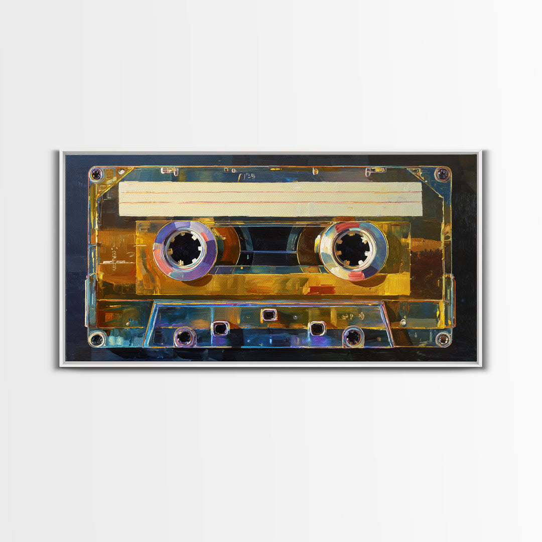 Retro Cassette Tape Framed Canvas Print, Recording Studio Art, Music Wall Art, Studio Decor, Fine Art, Analog, Musician Posters, RSA-2x1-55