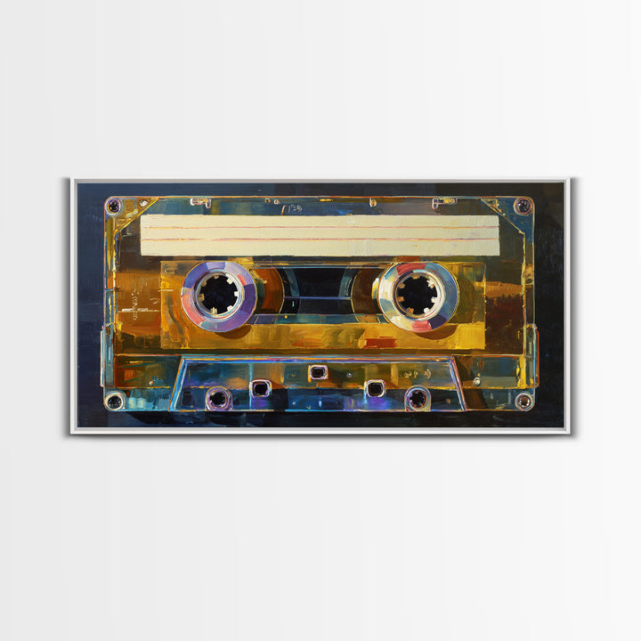 Retro Cassette Tape Framed Canvas Print, Recording Studio Art, Music Wall Art, Studio Decor, Fine Art, Analog, Musician Posters, RSA-2x1-55