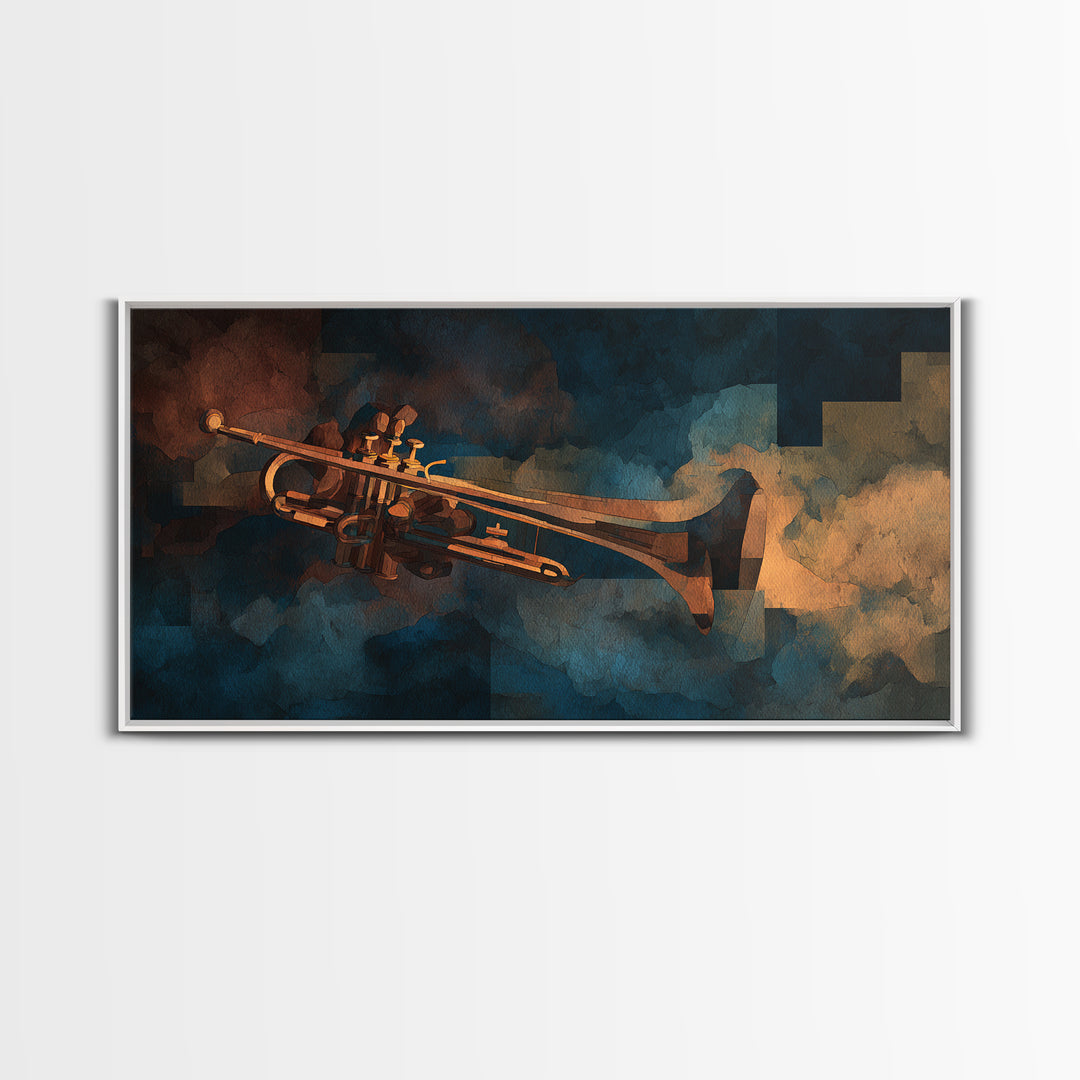 Conductor Baton and Sheet Shapes Without Text Canvas Print, Recording Studio Art, Statement Artwork, Studio Decor, Abstract Art, RSA-2x1-62