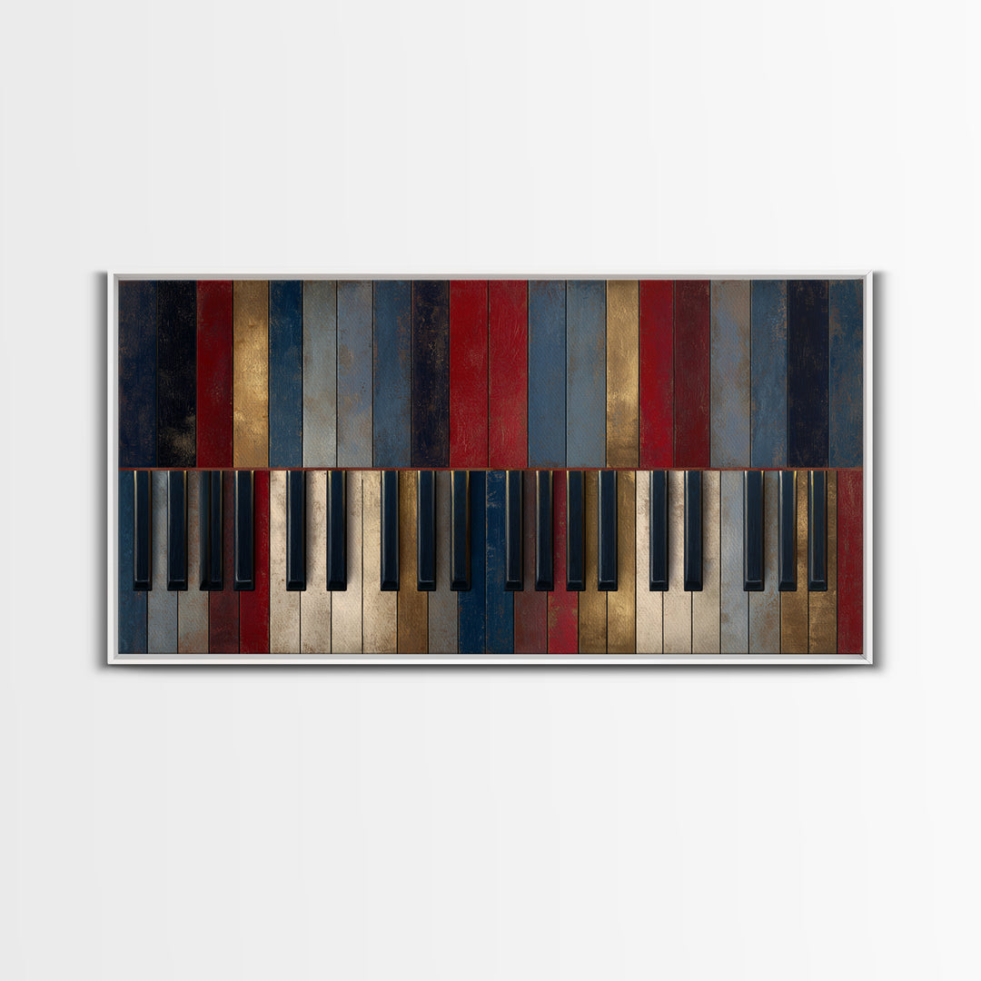 Piano Keys Fading into Shadow Canvas Print, Recording Studio Art, Unique Home Decor, Studio Decor, Analog, Rock Music Art, RSA-2x1-76